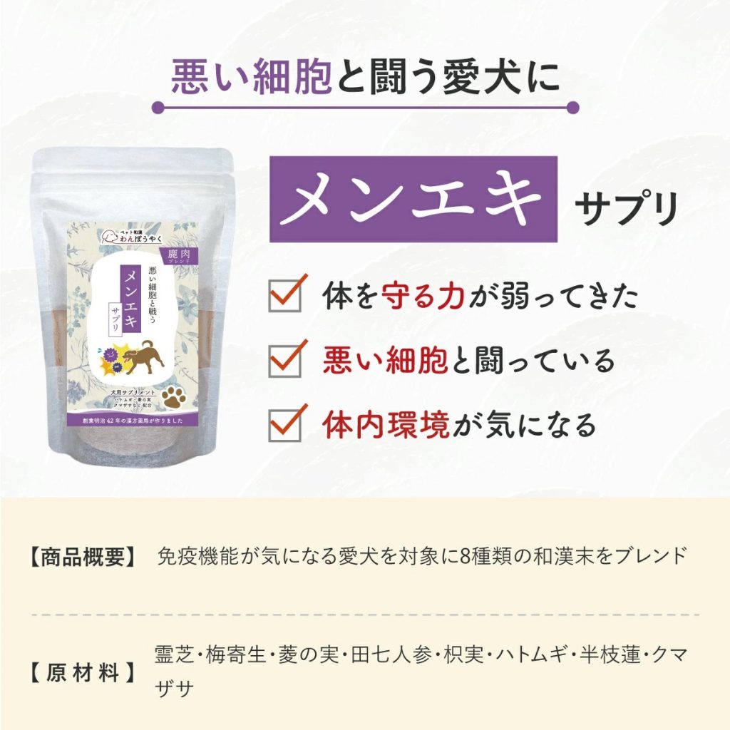 メンエキサプリ わんぽうやく（犬用 和漢サプリメント 和漢素材20g）